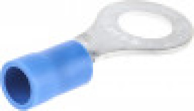 FVWS2-6, FV Insulated Ring Terminal, 6mm Stud Size, 1mm² to 2.6mm² Wire Size, Blue
