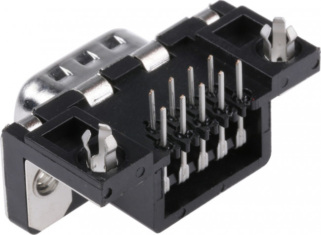 D09P13A4GX00LF, Conn D-Subminiature PIN 9 POS 2.74mm Solder RA Thru-Hole 9 Terminal 1 Port D09P13A4GX00LF, Conn D-Subminiature PIN 9 POS 2.74mm Solder RA Thru-Hole 9 Terminal 1 Port