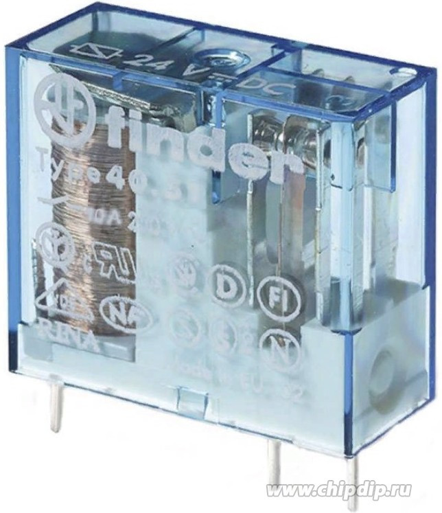 Реле электромеханическое миниатюрное универсальное монтаж на печатную плату или в розетку выводы с шагом 5мм 1CO 10А AgNi 24В DC RTII FINDER Реле электромеханическое миниатюрное универсальное монтаж на печатную плату или в розетку выводы с шагом 5мм 1CO 10А AgNi 24В DC RTII FINDER