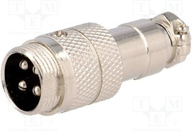 MIC344, Вилка, микрофонный, "папа", PIN: 4, на провод, прямой