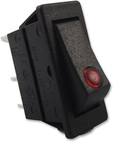 C5503PLLAA, Кулисный выключатель SPST 250V 16A BK/LED Красный