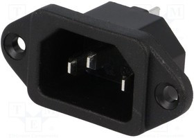 CS-001, Разъем: питания AC, гнездо, "папа", 10А, 250ВAC, IEC 60320, C14 (Е)