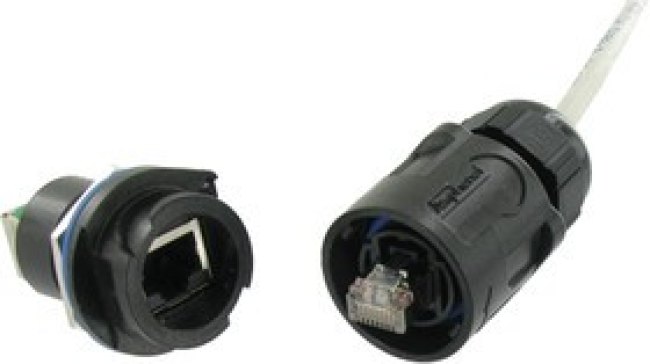 RJFRB73U, Male Ethernet Connector, Jam Nut, Cat6
