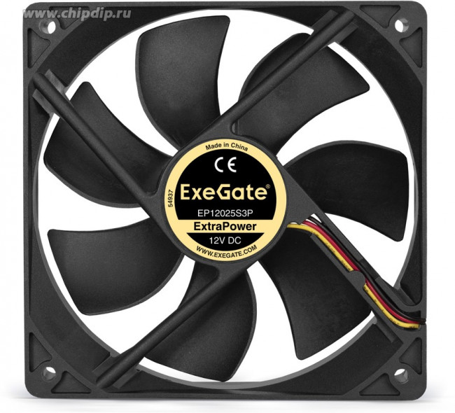 EP12025S3P, Вентилятор ExeGate ExtraPower 120x120x25 мм, подшипник скольжения, 3pin, 1800RPM, 26dBA EP12025S3P, Вентилятор ExeGate ExtraPower 120x120x25 мм, подшипник скольжения, 3pin, 1800RPM, 26dBA