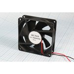 Вентилятор 80x80x25, напряжение 12В, ток 0,14А, выводы 2L, подшипник скольжения, RQD8025MS