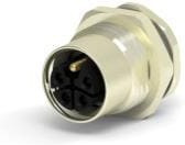 T4141L12051-000, Разъем Кабеля, M12, 4P + PE Positions, Гнездо на Печатную Плату, Прямой Монтаж в Па