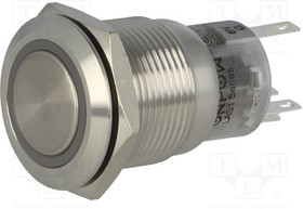 V19-11R-06G-S, Переключатель SPDT Цвет подсв зеленый 1 19мм