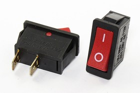 Переключатель клавишный, контакты 2T, 15А, ON-OFF, подсветка черная/красная, RS101-16C3 Переключатель клавишный, контакты 2T, 15А, ON-OFF, подсветка черная/красная, RS101-16C3