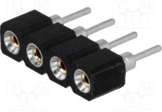 DS1002-01-1X04V13, Гнездо, штыревой, "мама", PIN 4, цанговые контакты, прямой, 2,54мм
