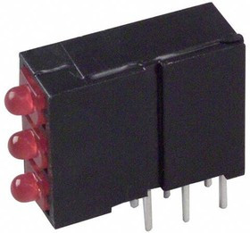 570-0100-111F, Red Right Angle PCB LED Indicator, 3 LEDs, Through Hole 2.5 V 570-0100-111F, Red Right Angle PCB LED Indicator, 3 LEDs, Through Hole 2.5 V