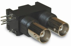 112705, RF Connectors / Coaxial Connectors BNC DUAL STACK PCB RECPT BLACK