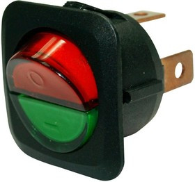 MCR13-203AL3-01-BGRGR1, Клавишный переключатель, Вкл.-Выкл., SPST, С Подсветкой, Панель, Зеленый, Красный, R13