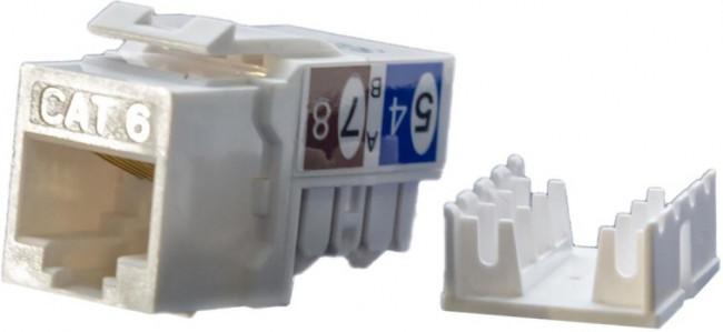 01 Вставка Hyperline, Keystone Jack RJ-45(8P8C), категория 6, белая
