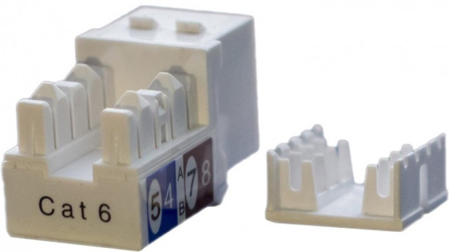 01 Вставка Hyperline, Keystone Jack RJ-45(8P8C), категория 6, белая