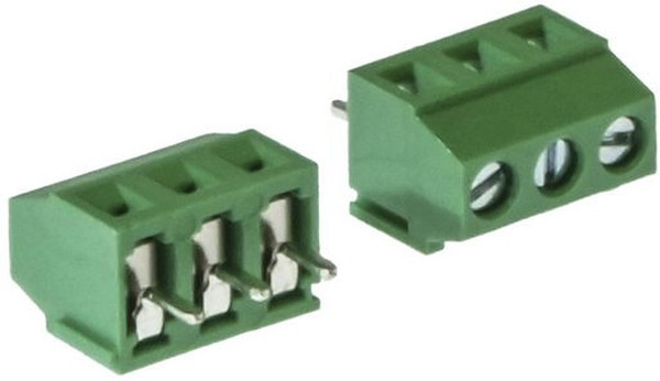 DG381-3.81-03P-14-00A(H), Зажимная рейка для печатных плат угловой 90° 3,81мм плату