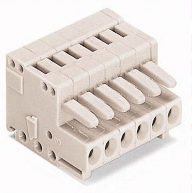 734-106, 6-контакт. розетка, шаг 3,5 мм, светло-серая