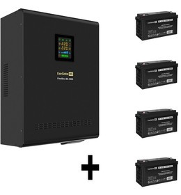 EX296648RUS, Комплект ИБП EX296003RUS + батарея 120Aч EX282988RUS 4шт (инвертор, синус, для котла, настенный) ExeGate FineSine SX-3000.LCD.A