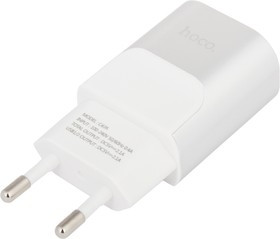 Блок питания (сетевой адаптер) HOCO C47A с 2 USB портами 2,1 A серебристый