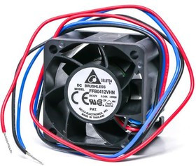 FFB0412VHN-BR00, DC Fans Tubeaxial Fan, 40x28mm, 12VDC, Ball Bearing, 3-Lead Wires, Locked Rotor Sensor