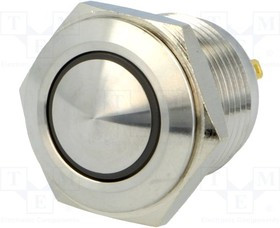 V16-10N-12Y-S, Переключатель антивандальный, Положения 2, SPST-NO, 2A/36ВDC