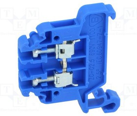 ZG-G2.5-BU, Соединитель: на рейку, 0,5-2,5мм2, Кол-во полюс: 1, клеммы: 2, TS35