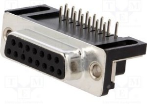 MHDD15F-T-B-SRBM, Разъем D-Sub; PIN: 15; гнездо; "мама"; на PCB; угл MHDD15F-T-B-SRBM, Разъем D-Sub; PIN: 15; гнездо; "мама"; на PCB; угл