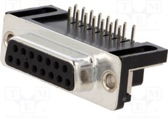 MHDD15F-T-B-SRBM, Разъем D-Sub; PIN: 15; гнездо; "мама"; на PCB; угл