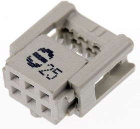09185067803, Вилка, IDC, "мама", PIN 6, на шлейф, 1,27мм, Ш.контактов 2,54мм