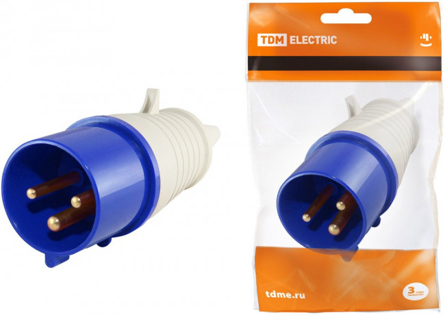 SQ0601-0001, Вилка на кабель 16А 220В 2P+PE SQ0601-0001, Вилка на кабель 16А 220В 2P+PE