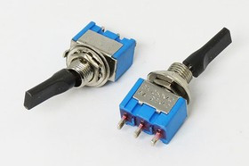 Рычажный переключатель (тумблер), 220В, 3А, переключение ON-ON, d 6.4, черный, контакты 3C, MTS-102E1