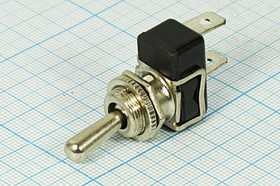 Выключатель рычажный, 220В, 2А, ON-OFF, d12,2, металл, 2T, KN3E-101MP; №772 ПРыч\220В\ 2А\ON-OFF\d12,2\мет\ 2T\KN3E-101MP\