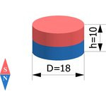 Неодимовый магнит диск 18х10 мм, N42