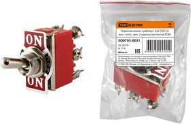 Переключатель-тумблер 1322 (П2Т-2) вкл.- откл.- вкл. 2 группы контактов TDM Переключатель-тумблер 1322 (П2Т-2) вкл.- откл.- вкл. 2 группы контактов TDM