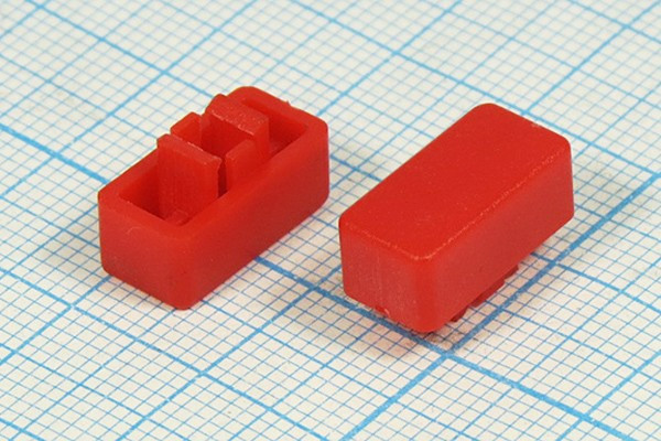 Колпачок, внутренний размер 4x4, 7x14xh5,2/8, пластик, красный, SC207RED