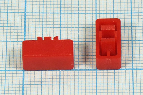 Колпачок, внутренний размер 4x4, 7x14xh5,2/8, пластик, красный, SC207RED