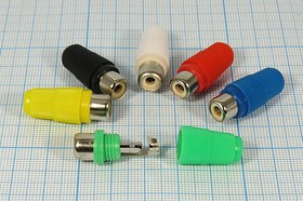 Гнездо RCA на кабель укороченное, зелёное; №1303 G гн RCA\каб\зел\\пл\Ni\ [тюльпан]\укороченное L29мм