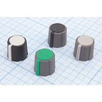 Ручка круглая диаметр 15мм, диаметр регулятора 6.0мм, пластик, серый/зеленый, CR-AW-;№9268 ручка d6,