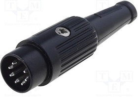 611-0700, Вилка; DIN; "папа"; PIN: 7; Конф: 270°; прямой; на провод; пайка; 34В