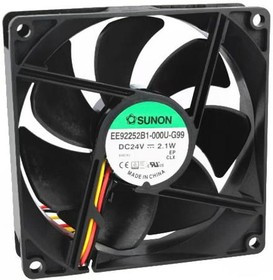 EE92252B1-G99, Вентилятор осевой, 24В DC, 92x92x25мм, подшипник качения, 87,55куб.м/ч, 34дБА, 24AWG