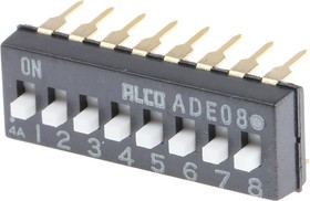ADE08A04, DIP Switches / SIP Switches 8P DIP Slide SPST