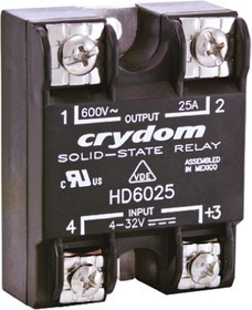 HD6025P, Solid State Relay, 25 A Load, Panel Mount, 660 V ac Load, 32 V dc Control
