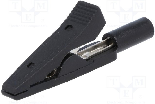 AX-CR-2PM-B, Зажим "крокодил", 10А, 60ВDC, черный, Длина: 41,5мм AX-CR-2PM-B, Зажим "крокодил", 10А, 60ВDC, черный, Длина: 41,5мм