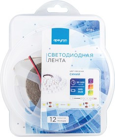 01BL (3528-60LED-IP20-B), Лента светодиодная, синий, 12В, 4.8Вт/м, 60SMD(3528)/м, IP20, 8мм, цена за катушку 5м