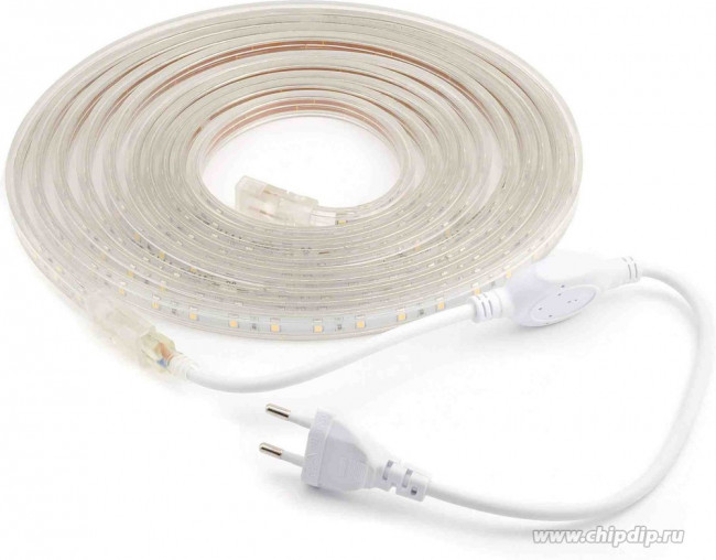 10-04, Набор светодиодной ленты, белый, 220В, 4.8Вт/м, 60SMD(3528)/м, 300Лм/м, 6500К, IP44, 5м