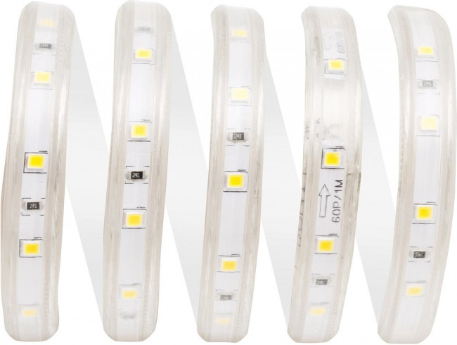 10-04, Набор светодиодной ленты, белый, 220В, 4.8Вт/м, 60SMD(3528)/м, 300Лм/м, 6500К, IP44, 5м