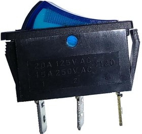 IRS-101-3C3 (синий), Переключатель с подсветкой ON-OFF (15A 250VAC) SPST 3P