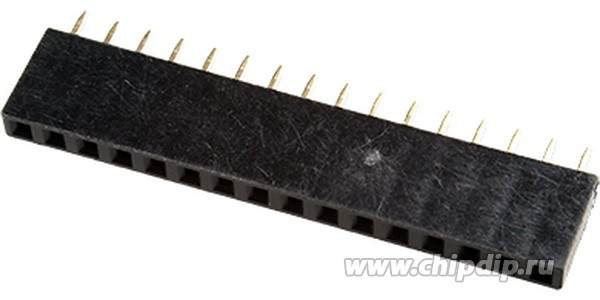 PBS-16 (DS-1023 - 1x16), Гнездо на плату 2.54мм 1х16pin прямое