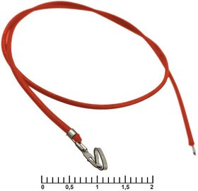HU 2,54 mm AWG26 0,3m red, Разъём питания низковольтный HU шаг 2,54 мм AWG26 0,3m красный, 1 контакт