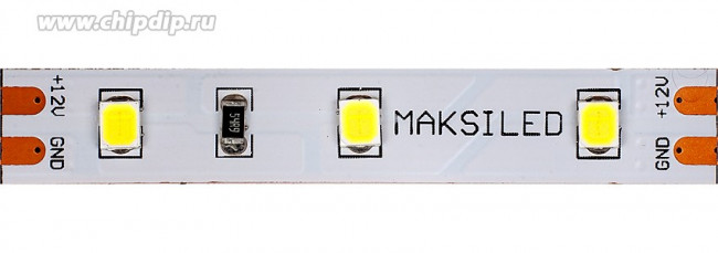 MB-R60SS-2835-WW-S, Светодиодная лента, теплый белый, 12В, 60д/м, 14.4Вт/м, IP20, 1200лм/м, 3000K, 8мм, 1м MAKSBRIGHT