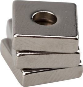 72-3700, Неодимовый магнитный прямоугольник 10х10х3 мм с зенковкой 6х3,5 мм (упаковка 3 шт.)